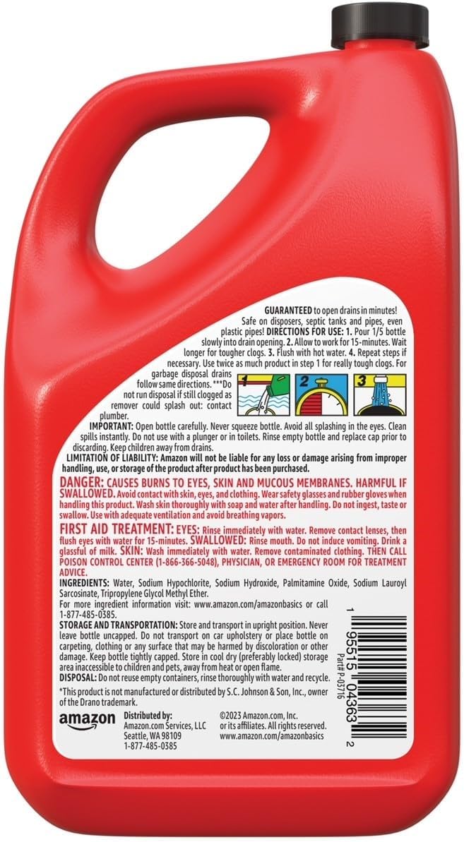 Max Strength Drain Cleaner Gel, Hair Clog Remover, Dissolves Grease, Safe on All Pipes, 80 Fl Oz