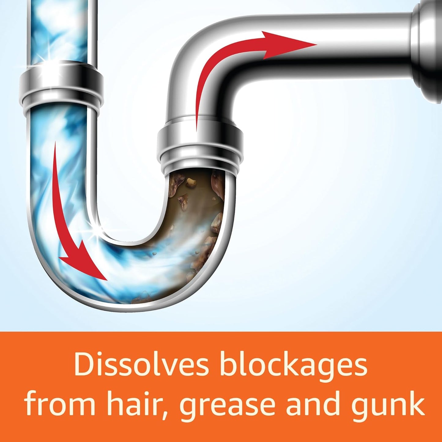 Max Strength Drain Cleaner Gel, Hair Clog Remover, Dissolves Grease, Safe on All Pipes, 80 Fl Oz