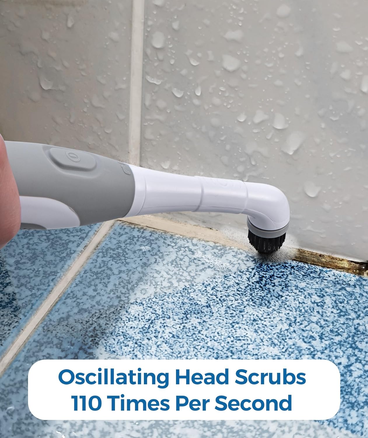 Rechargeable Electric Grout Brush with Built-in Battery, Upgraded KH6A Stainless Steel Wire Power Brush & IPX7 Waterproof, Cordless Cleaning Brush & 5 Replacement Heads for Grout, Crevice