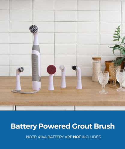 Rechargeable Electric Grout Brush with Built-in Battery, Upgraded KH6A Stainless Steel Wire Power Brush & IPX7 Waterproof, Cordless Cleaning Brush & 5 Replacement Heads for Grout, Crevice