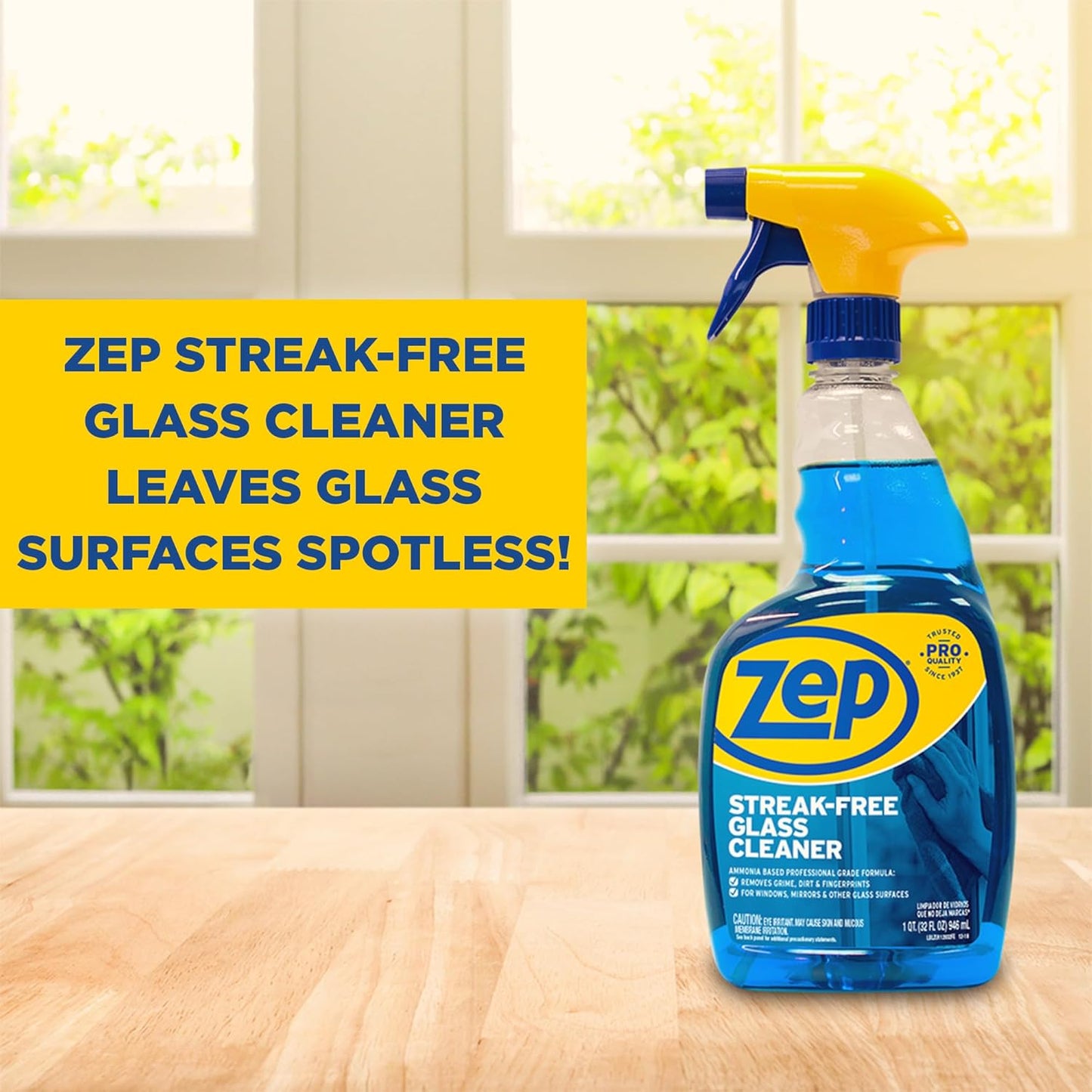 Streak-Free Glass Cleaner - 32 Oz (Case of 12) ZU112032- Professional Grade Formula that Cleans Dirt, Fingerprints, Grime, Smoke Haze, and Toothpaste on Windows, Mirrors, and Other Glass Surfaces