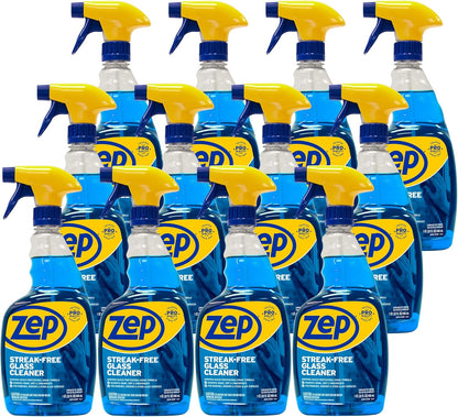 Streak-Free Glass Cleaner - 32 Oz (Case of 12) ZU112032- Professional Grade Formula that Cleans Dirt, Fingerprints, Grime, Smoke Haze, and Toothpaste on Windows, Mirrors, and Other Glass Surfaces