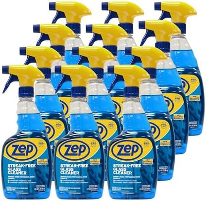 Streak-Free Glass Cleaner - 32 Oz (Case of 12) ZU112032- Professional Grade Formula that Cleans Dirt, Fingerprints, Grime, Smoke Haze, and Toothpaste on Windows, Mirrors, and Other Glass Surfaces