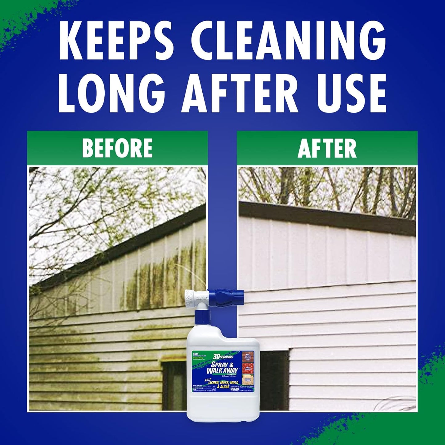 Mold and Mildew Stain Remover Concentrate | Spray & Walk Away Outdoor Cleaner | 1 Gallon