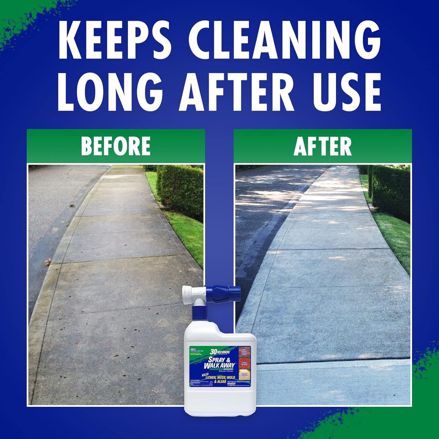 Mold and Mildew Stain Remover Concentrate | Spray & Walk Away Outdoor Cleaner | 1 Gallon