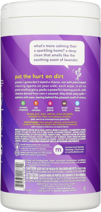All-Purpose Cleaning Wipes, French Lavender, Multi-Surface, Compostable, 70 Count (Pack of 1)
