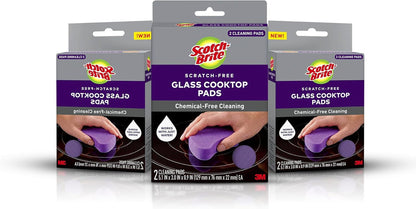 Scratch-Free Glass Cooktop Pads, Chemical Free Cleaning for Glass Stovetops, Tackle Burnt-On Messes, 2 Cleaning Pads