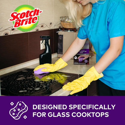 Scratch-Free Glass Cooktop Pads, Chemical Free Cleaning for Glass Stovetops, Tackle Burnt-On Messes, 2 Cleaning Pads
