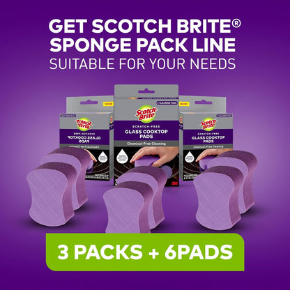 Scratch-Free Glass Cooktop Pads, Chemical Free Cleaning for Glass Stovetops, Tackle Burnt-On Messes, 2 Cleaning Pads