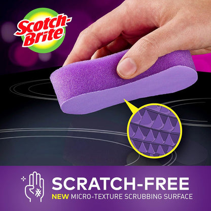 Scratch-Free Glass Cooktop Pads, Chemical Free Cleaning for Glass Stovetops, Tackle Burnt-On Messes, 2 Cleaning Pads