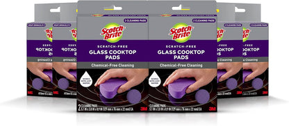 Scratch-Free Glass Cooktop Pads, Chemical Free Cleaning for Glass Stovetops, Tackle Burnt-On Messes, 2 Cleaning Pads