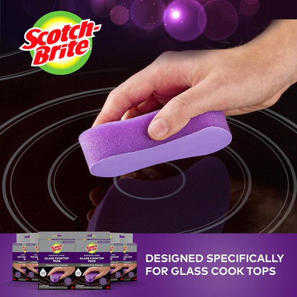 Scratch-Free Glass Cooktop Pads, Chemical Free Cleaning for Glass Stovetops, Tackle Burnt-On Messes, 2 Cleaning Pads