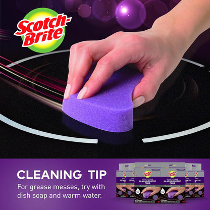 Scratch-Free Glass Cooktop Pads, Chemical Free Cleaning for Glass Stovetops, Tackle Burnt-On Messes, 2 Cleaning Pads
