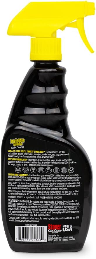 92163 Premium Glass Cleaner Spray for Car Windshields and Windows – Automotive and Home Window Cleaner – Streak-Free, Ammonia-Free, Tint-Safe – 16 fl oz