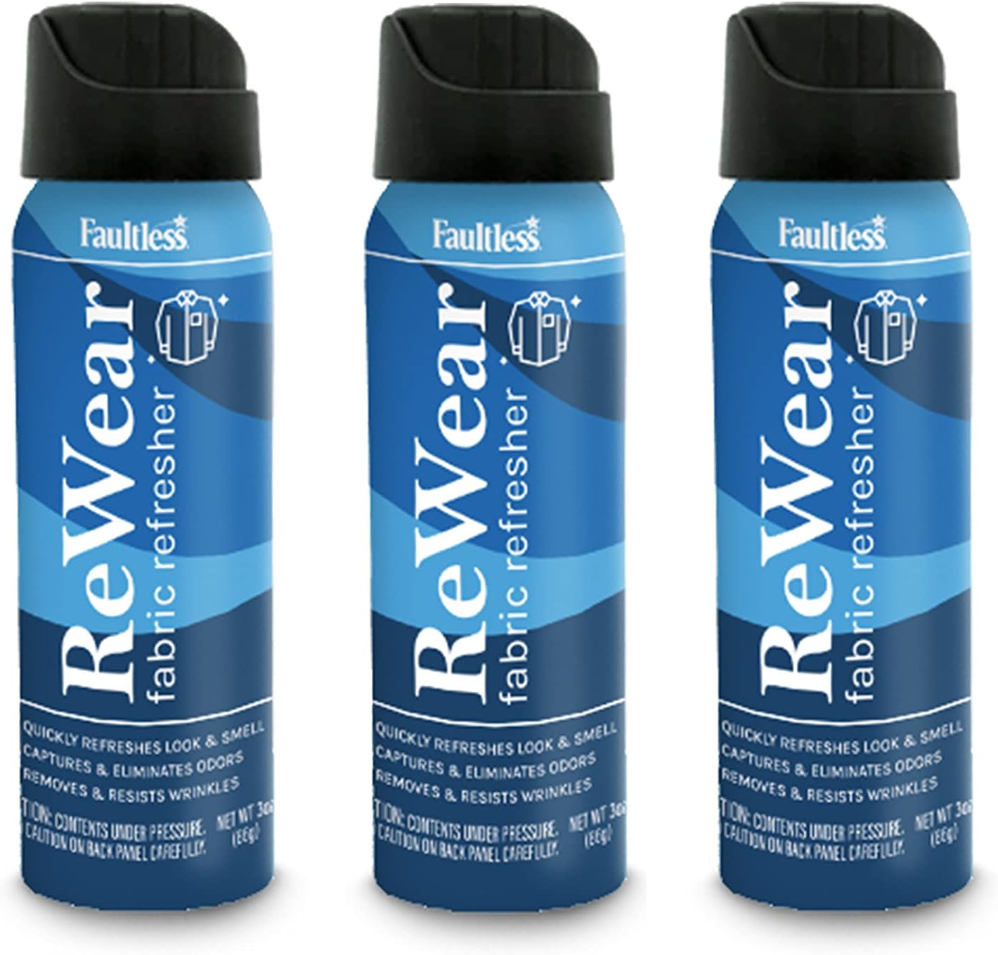 ReWear Dry Wash Spray for Clothing – Wrinkle Remover, Fabric Refresher Spray, Captures Odors – Like Dry Shampoo for Clothes: Fresh Look W/Out Laundry, 3oz (Mini 3 Pack)