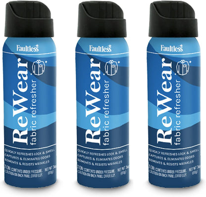 ReWear Dry Wash Spray for Clothing – Wrinkle Remover, Fabric Refresher Spray, Captures Odors – Like Dry Shampoo for Clothes: Fresh Look W/Out Laundry, 3oz (Mini 3 Pack)