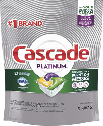 Platinum Dishwasher Soap Pods, Actionpacs + Oxi, Fresh, 62 Count of Dishwasher Detergent Pods