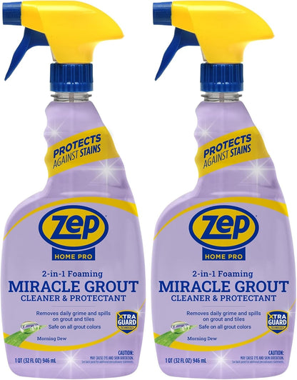 Home Pro Foaming Miracle Grout Cleaner & Protectant - 32 Fl. OZ - (Pack of 1) 2-in-1 for Sparkling Clean Grout Lines