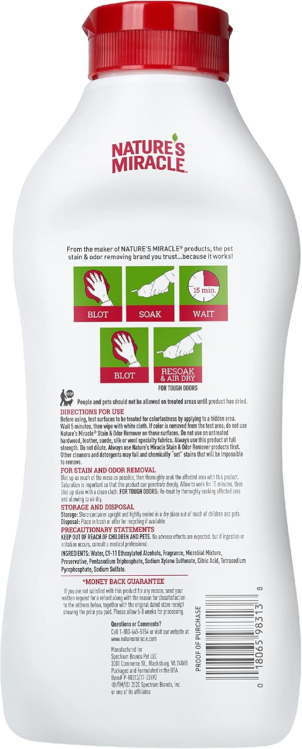Stain and Odor Remover Dog, 32 Ounces, Everyday Mess Enzymatic Odor Control Formula