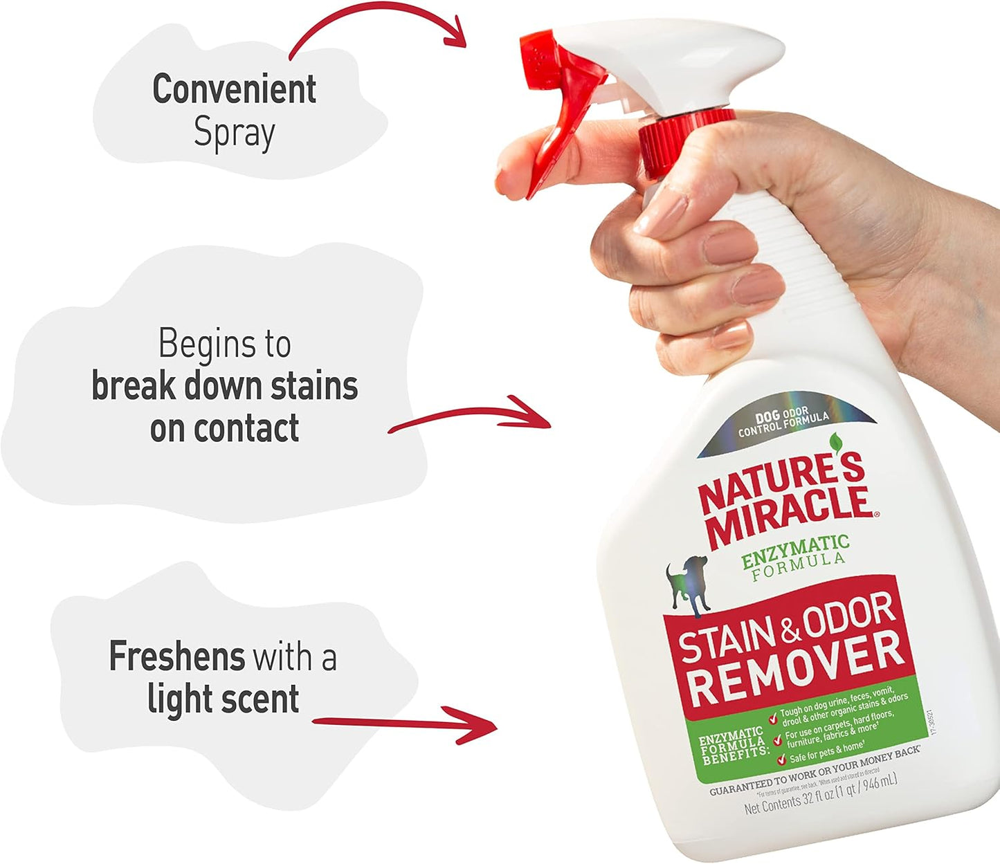 Stain and Odor Remover Dog, 32 Ounces, Everyday Mess Enzymatic Odor Control Formula