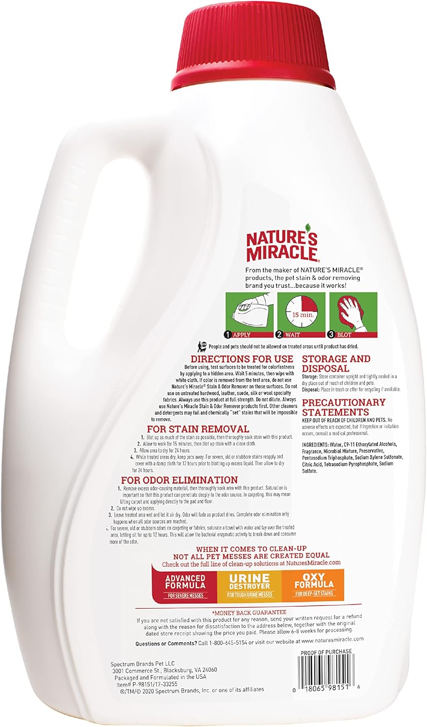 Stain and Odor Remover Dog, 32 Ounces, Everyday Mess Enzymatic Odor Control Formula