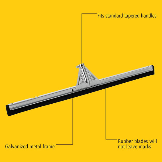 Heavy-Duty Floor Dual Squeegee Black for Warehouses/Concrete/Car Garage/Basement Floor
