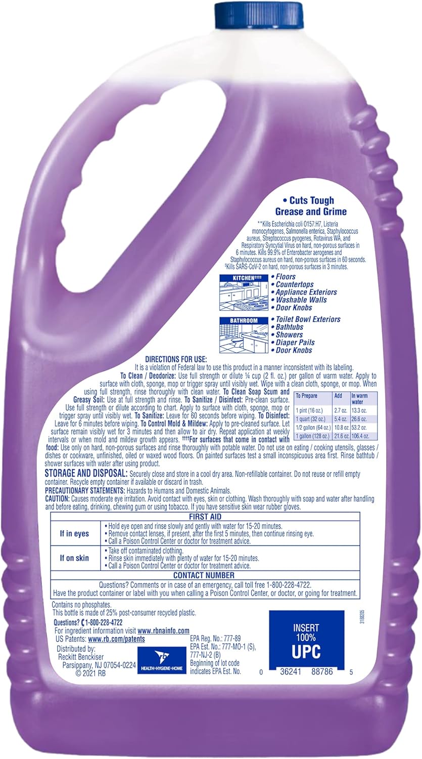 All Purpose Cleaner, Multi-Surface Disinfectant Floor Cleaner for Mopping Solution, Household Cleaning Supplies, for Bathroom & Kitchen, Lemon & Sunflower Scent, 144 oz