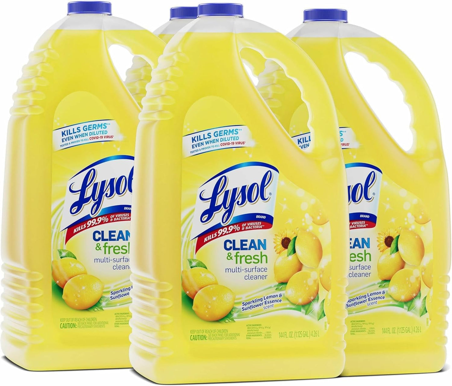 All Purpose Cleaner, Multi-Surface Disinfectant Floor Cleaner for Mopping Solution, Household Cleaning Supplies, for Bathroom & Kitchen, Lemon & Sunflower Scent, 144 oz