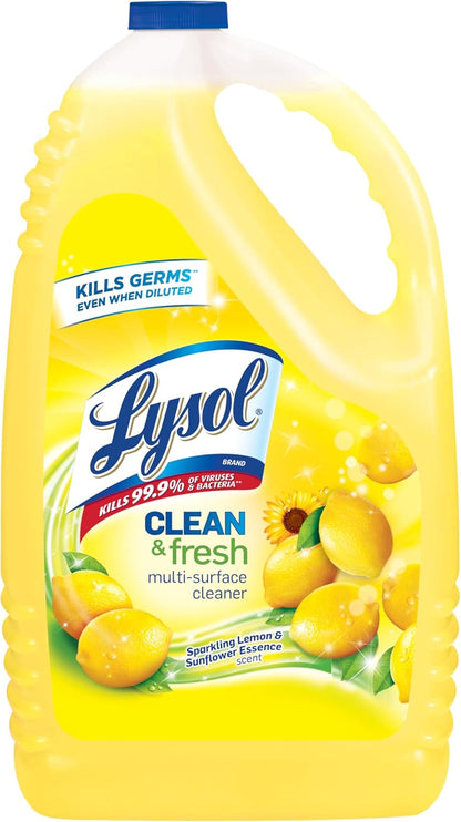 All Purpose Cleaner, Multi-Surface Disinfectant Floor Cleaner for Mopping Solution, Household Cleaning Supplies, for Bathroom & Kitchen, Lemon & Sunflower Scent, 144 oz
