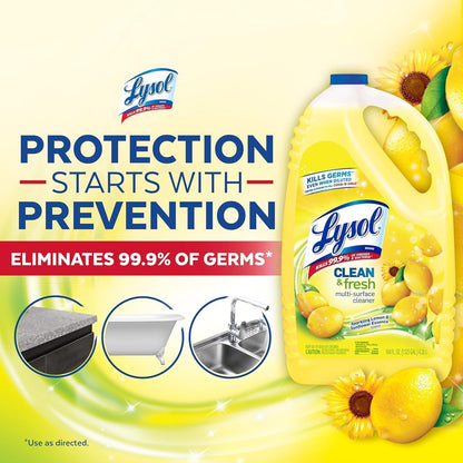 All Purpose Cleaner, Multi-Surface Disinfectant Floor Cleaner for Mopping Solution, Household Cleaning Supplies, for Bathroom & Kitchen, Lemon & Sunflower Scent, 144 oz