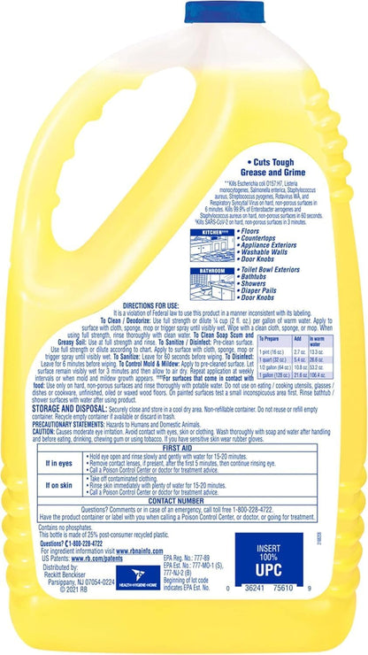 All Purpose Cleaner, Multi-Surface Disinfectant Floor Cleaner for Mopping Solution, Household Cleaning Supplies, for Bathroom & Kitchen, Lemon & Sunflower Scent, 144 oz