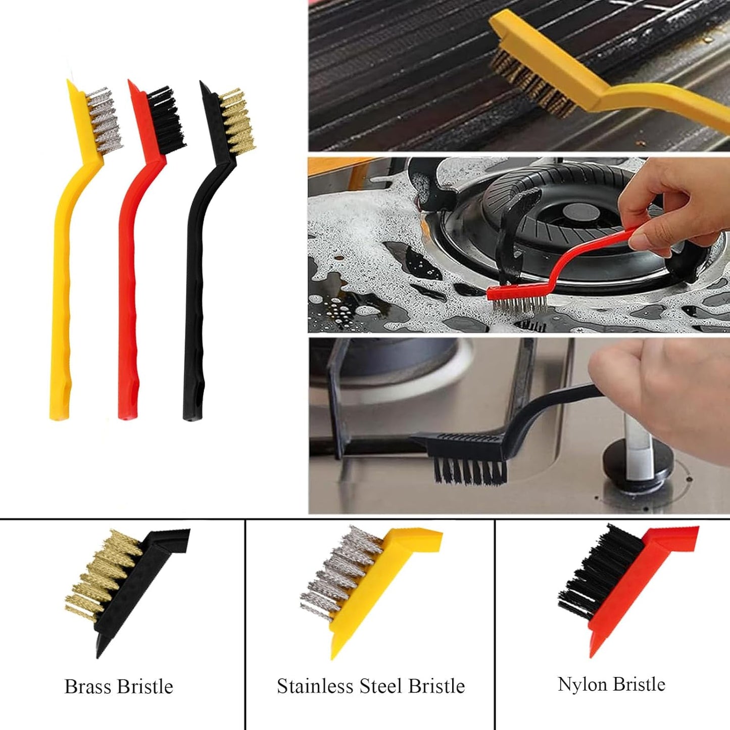 11PCS Crevice Cleaning Brush Set, Hard Bristle Gap Cleaning Kit for Groove, Window, Tiles, Corner, Faucet, Bathroom, Kitchen, Stove, Pot