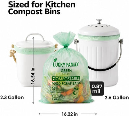 Compostable Trash Bags for Kitchen Compost Bins – 1.3 Gallon Small Compost Bags for Countertop Bin, Green Compostable Bags, BPI Certified ASTM D6400, Leak-Resistant Food Waste Bags (50 Count)