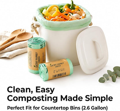 Compostable Trash Bags for Kitchen Compost Bins – 1.3 Gallon Small Compost Bags for Countertop Bin, Green Compostable Bags, BPI Certified ASTM D6400, Leak-Resistant Food Waste Bags (50 Count)