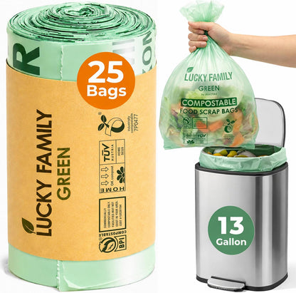 Compostable Trash Bags for Kitchen Compost Bins – 1.3 Gallon Small Compost Bags for Countertop Bin, Green Compostable Bags, BPI Certified ASTM D6400, Leak-Resistant Food Waste Bags (50 Count)