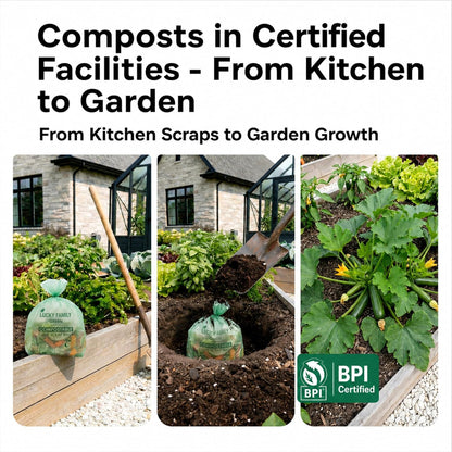 Compostable Trash Bags for Kitchen Compost Bins – 1.3 Gallon Small Compost Bags for Countertop Bin, Green Compostable Bags, BPI Certified ASTM D6400, Leak-Resistant Food Waste Bags (50 Count)