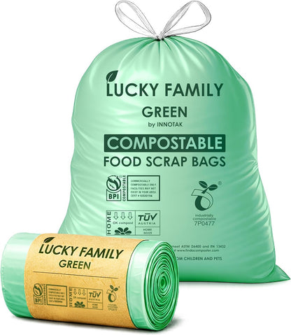 Compostable Trash Bags for Kitchen Compost Bins – 1.3 Gallon Small Compost Bags for Countertop Bin, Green Compostable Bags, BPI Certified ASTM D6400, Leak-Resistant Food Waste Bags (50 Count)