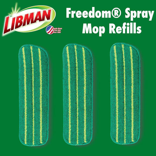 Libman Freedom Spray Mop Kit, Microfiber Wet Mops for Floor Cleaning, Hardwood, Laminate, Tile Cleaner, Household Tool, 24 Oz Solution Tank, Two Extra Replacement Refill Heads Included