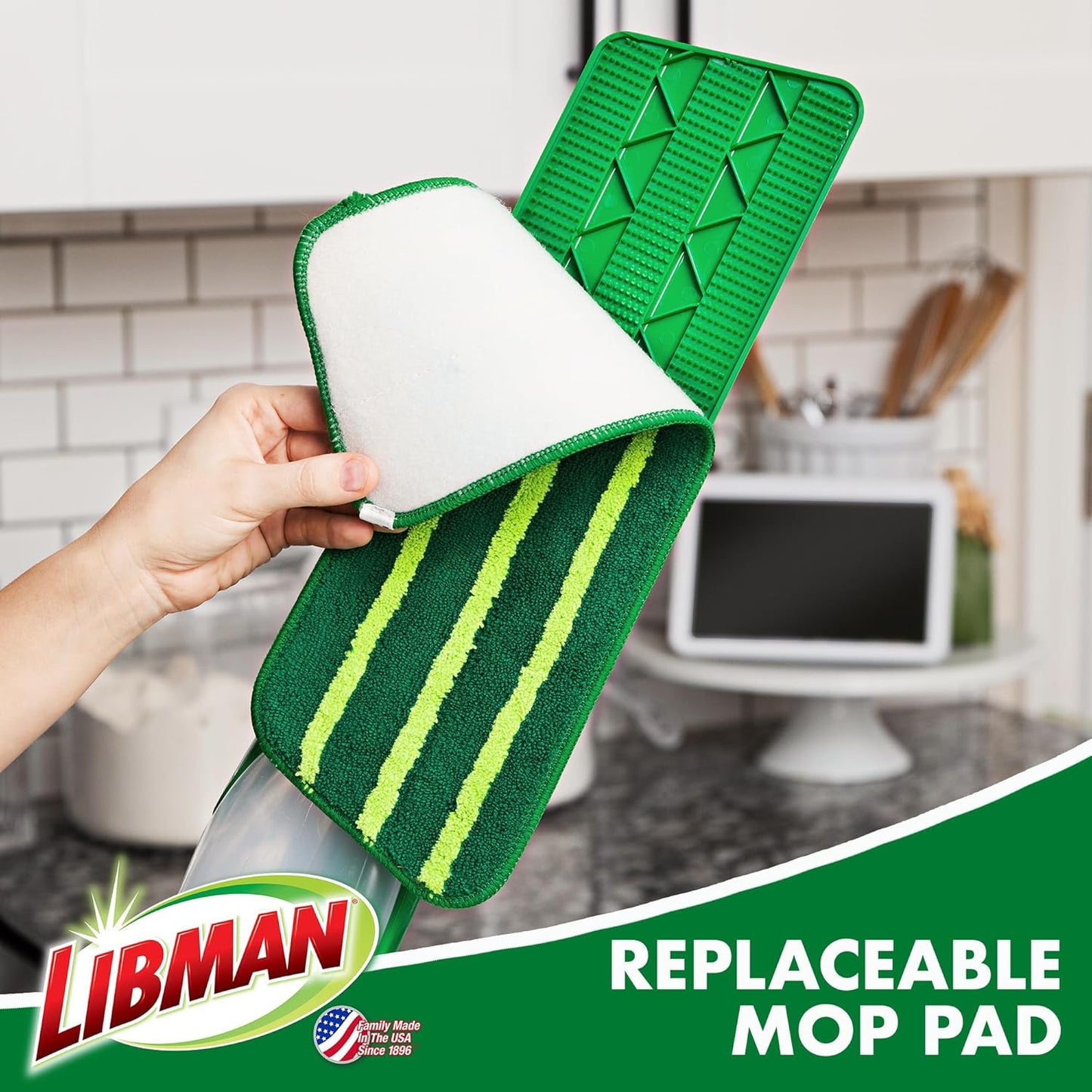 Libman Freedom Spray Mop Kit, Microfiber Wet Mops for Floor Cleaning, Hardwood, Laminate, Tile Cleaner, Household Tool, 24 Oz Solution Tank, Two Extra Replacement Refill Heads Included