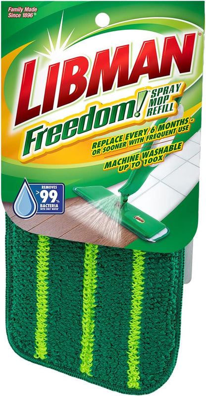 Libman Freedom Spray Mop Kit, Microfiber Wet Mops for Floor Cleaning, Hardwood, Laminate, Tile Cleaner, Household Tool, 24 Oz Solution Tank, Two Extra Replacement Refill Heads Included