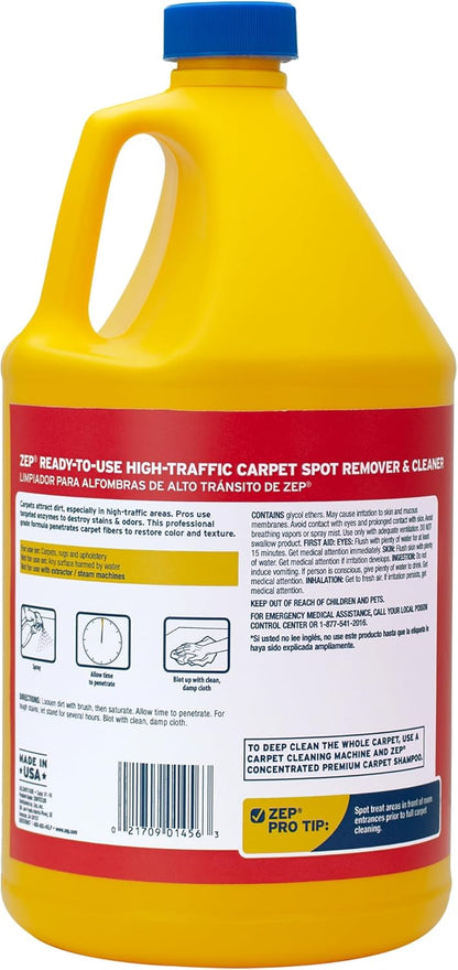 High Traffic Carpet Cleaner - 1 Gallon - Penetrating Formula Removes Deep Stains. Make High-Traffic Areas Look New Again