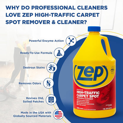 High Traffic Carpet Cleaner - 1 Gallon - Penetrating Formula Removes Deep Stains. Make High-Traffic Areas Look New Again