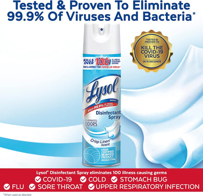 Sanitizing and Antibacterial Spray for Disinfecting & Deodorizing, Crisp Linen, 12.5 Fl Oz