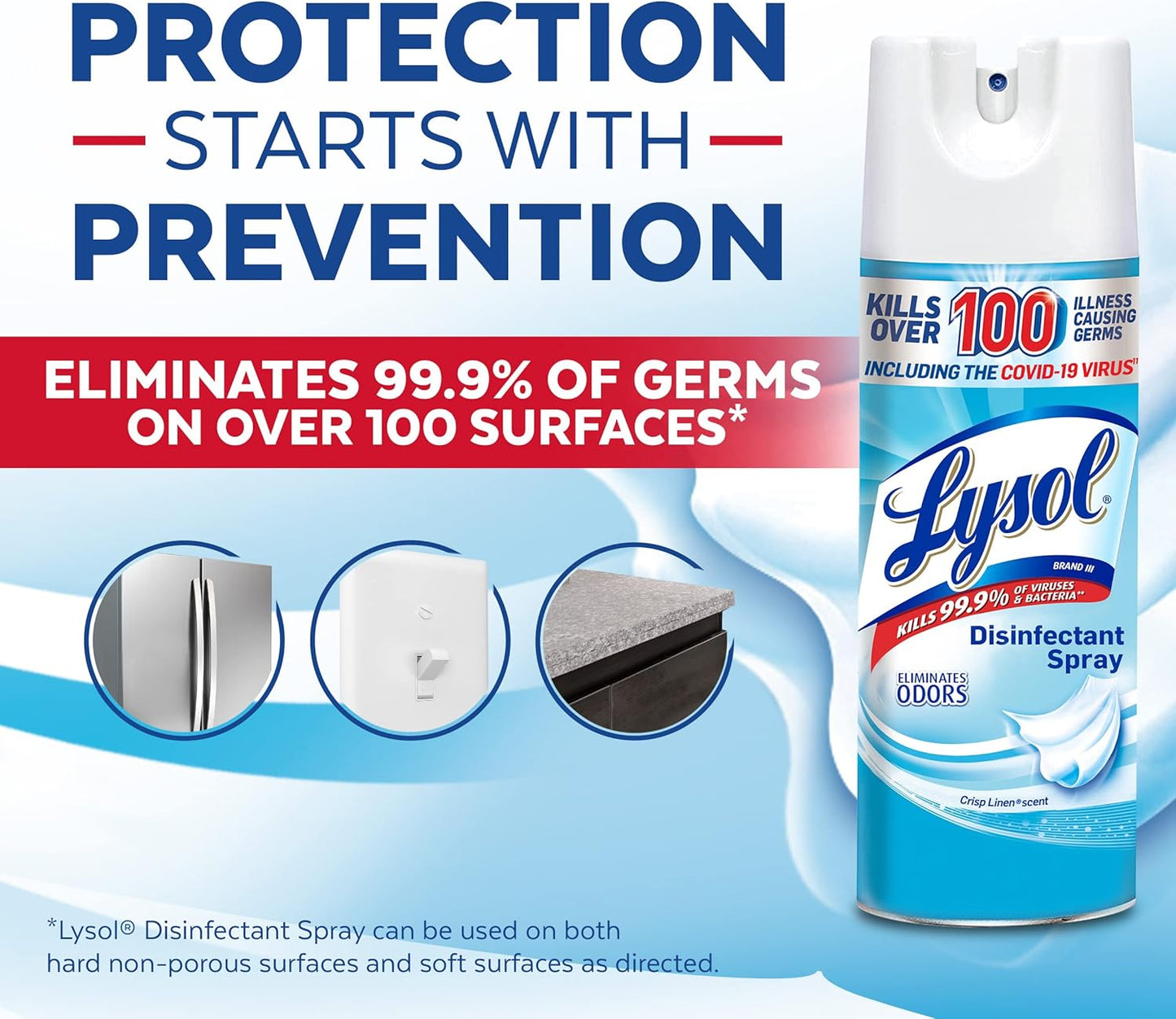 Sanitizing and Antibacterial Spray for Disinfecting & Deodorizing, Crisp Linen, 12.5 Fl Oz