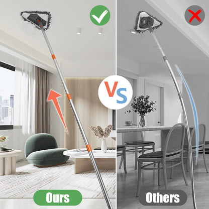 85” Baseboard Cleaner Tool with Handle and Hooks, 180° Rotating Wall Cleaner with Convex Design, Wall Mop with 6 Reusable Pads to Clean Wall, Window, Floor and Ceiling with Extension Poles