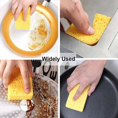 12-Count Kitchen Sponges- Compressed Cellulose Sponges Non-Scratch Natural Dish Sponge for Kitchen Bathroom Cars, Funny Cut-Outs DIY for Kids-Absorb Water Before Use