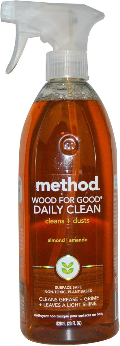 Daily Wood Cleaner, Almond, Cleans Shelves, Tables and Other Wooden Surfaces While Removing Dust & Grime, 28 oz Spray Bottles, (Pack of 1)