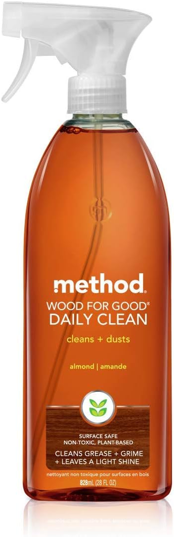 Daily Wood Cleaner, Almond, Cleans Shelves, Tables and Other Wooden Surfaces While Removing Dust & Grime, 28 oz Spray Bottles, (Pack of 1)