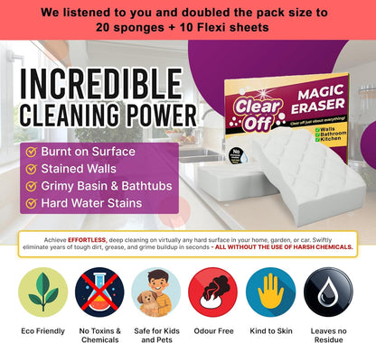 20 Pack Upgraded Magic Sponge Eraser Extra Large Super Powerful - Melamine Sponge for All-Purpose Cleaning, Oven Cleaner, Wall Cleaner, Dish, Kitchen, Baseboards, Sink, Sneaker, Car, Bathroom